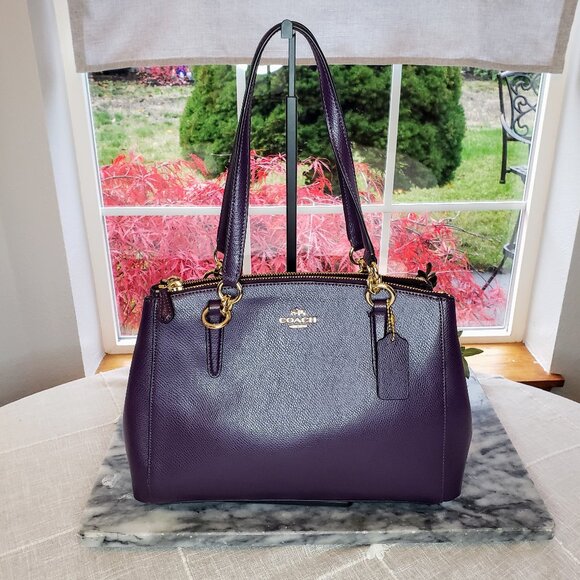 Coach Christie Shoulder & Crossbody Purse Handbag - Purple Crossgrain Leather - Picture 1 of 17